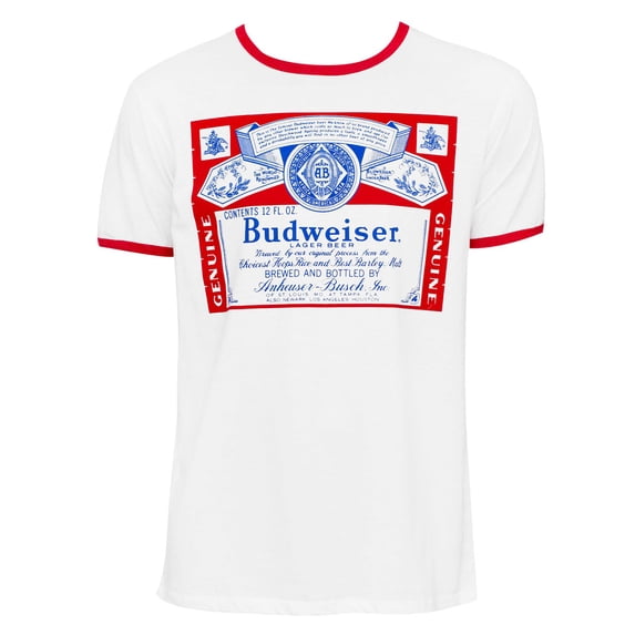 Budweiser Men's White Ringer T-Shirt-XLarge