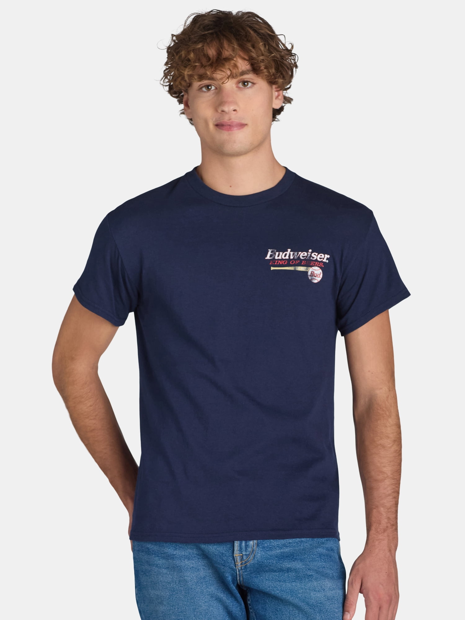 Budweiser Men's & Big Men's Baseball Team Vintage Style Graphic Tee Shirt, Sizes S-3XL