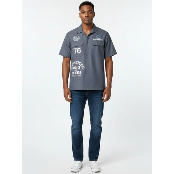 Budweiser Men's & Big Men's Mechanic Shirt, Sizes XS-3XL