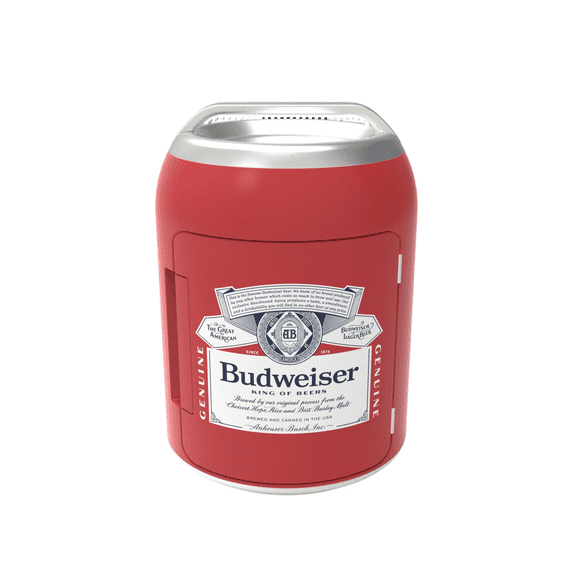 Budweiser Portable 6-Can Mini Personal Fridge Cooler, Beverage Shaped