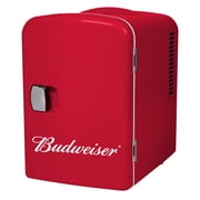Budweiser Portable 6-Can Mini Personal Refrigerator Cooler, MIS135BUD, Red
