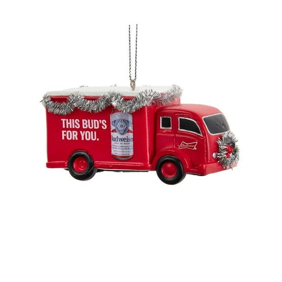 Budweiser Red Truck With Garland Ornament