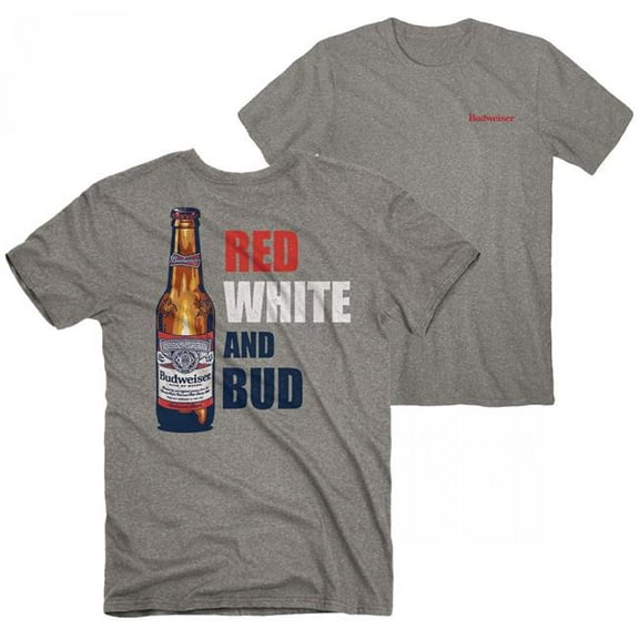 Budweiser 890700-medium Red White & Bud Front & Back Print T-Shirt - Medium
