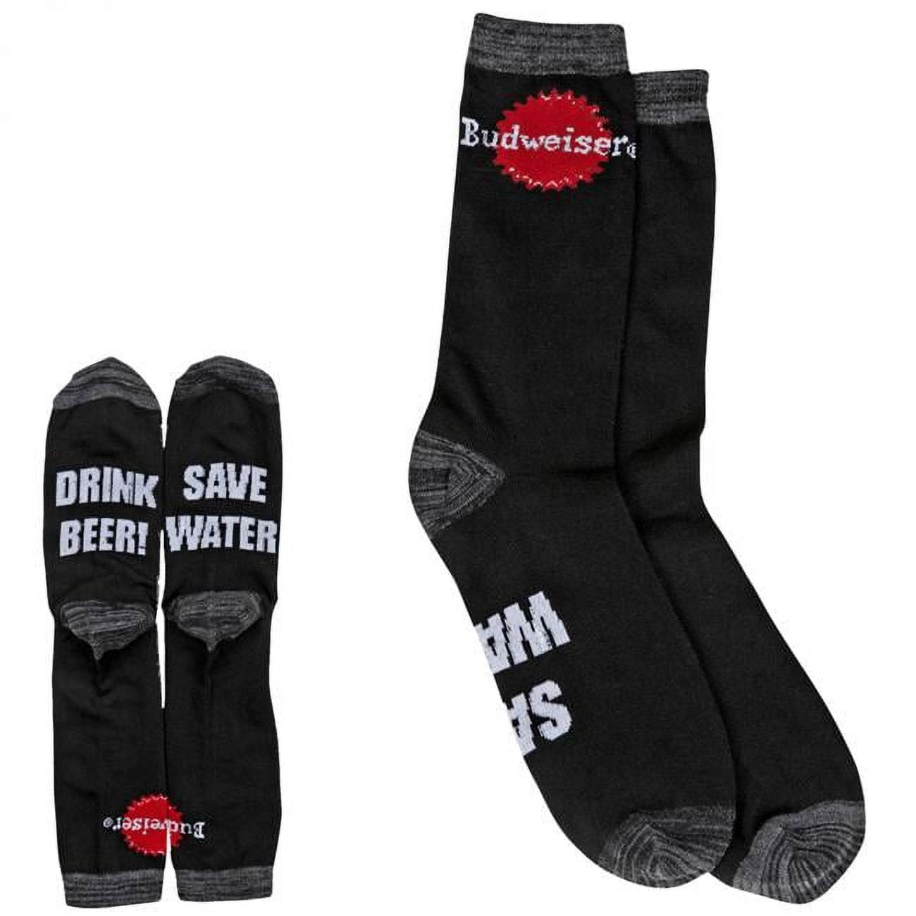 Budweiser Save Water Drink Beer Bottom Print Crew Socks - Walmart.com