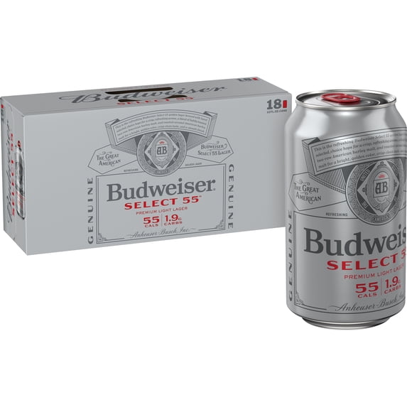 Budweiser Select 55 Light American Lager Beer 18 pack 12 fl oz Aluminum Cans 2.4% ABV