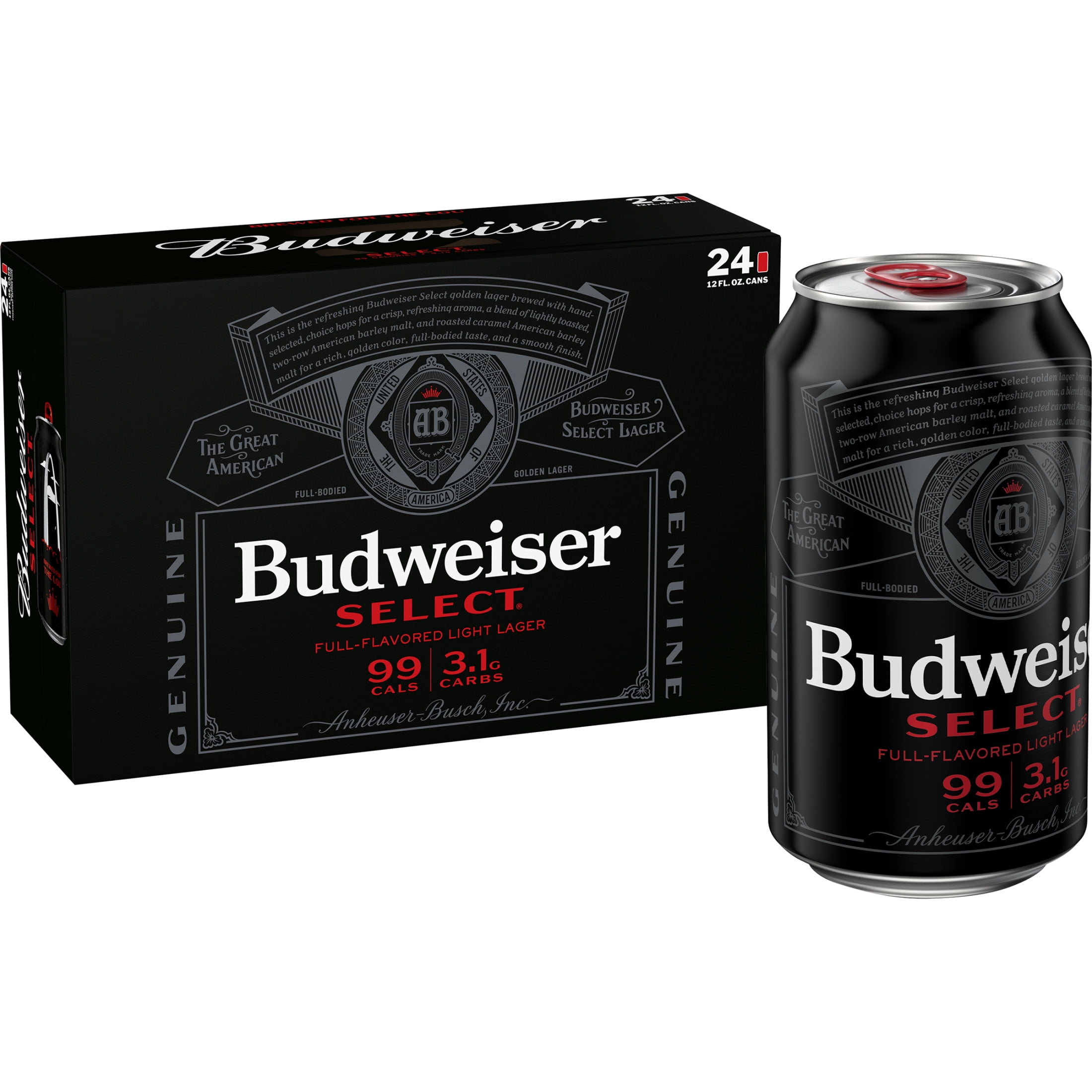 Budweiser Select American Light Lager Beer 24 pack 12 fl oz Aluminum Cans 4.3% ABV