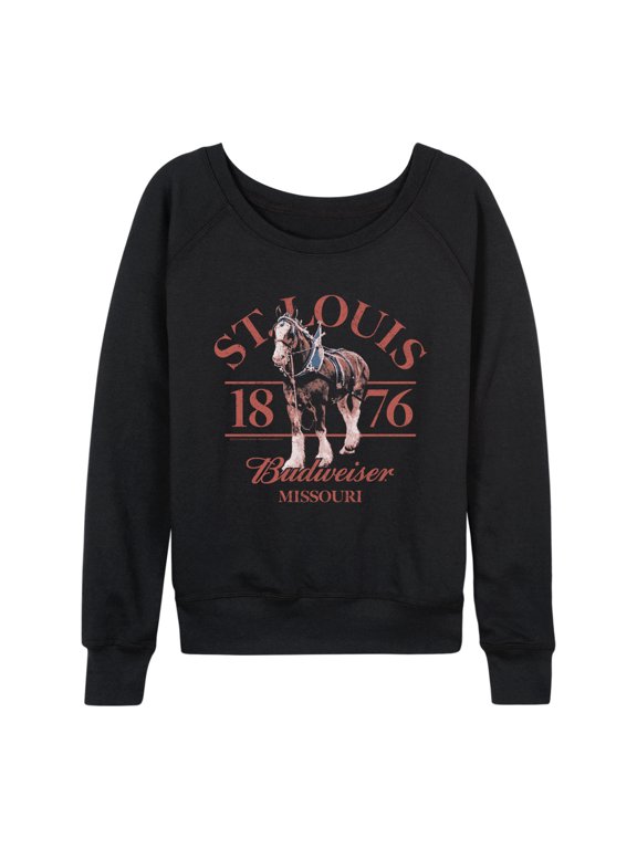 - St. Louis Clydesdale Women's Lightweight French Terry Wide Neck Long Sleeve Graphic Shirt