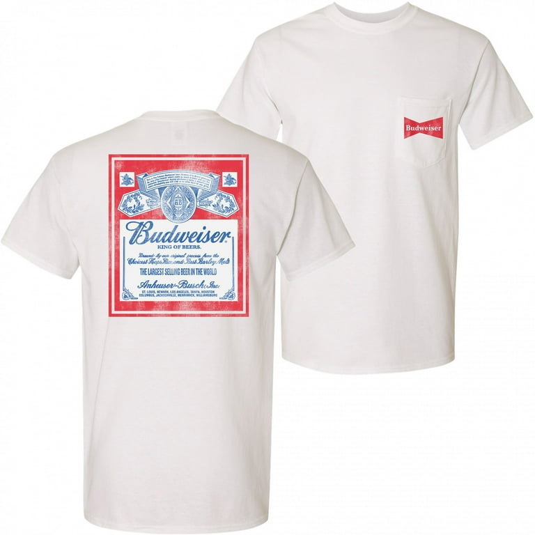 Budweiser Vintage Label Front Back Mens T Shirt White 2XL
