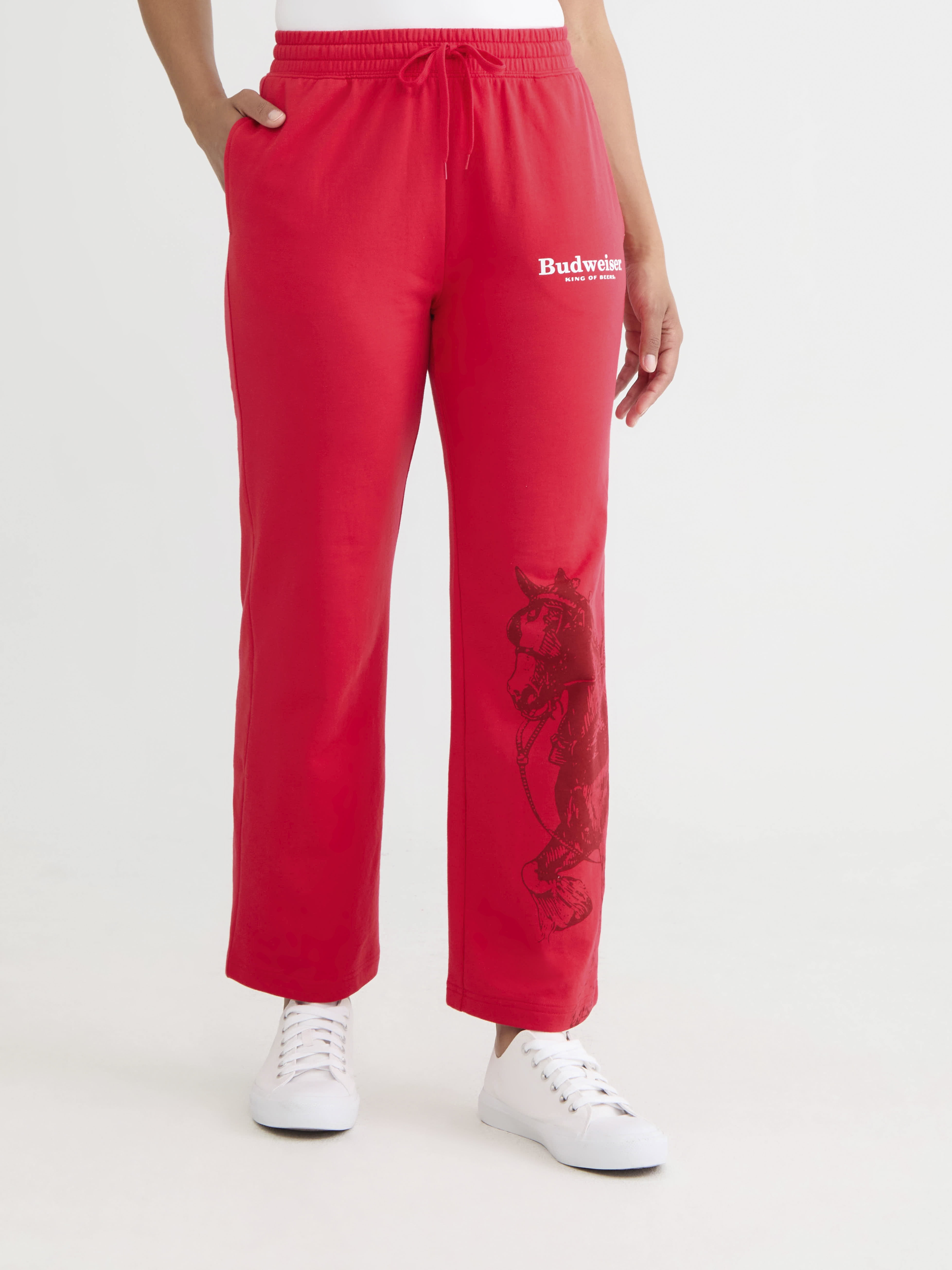 Budweiser Women's Clydesdale Graphic French Terry Wide Leg Sweatpants, Sizes XXS-XXL