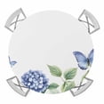 thumbnail image 1 of Bue Hydrangea Elastic Fitted Round Table Cover Blue Butterfly Waterproof Outdoor Tablecloth for Holiday Party, Picnic, Patio & Dining Fits Tables Up to 36"-44", 1 of 8