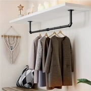 BueDeHai 36 Industrial Pipe Clothes Hanging Rod Heavy Duty Wall Mounted Clothes Rack for Storage Clothes,Black