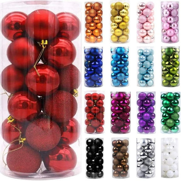 Bueautybox 24Pcs Christmas Balls Ornaments for Xmas Christmas Tree - Shatterproof Christmas Tree Decorations Hanging Ball for Holiday Wedding Party Decoration