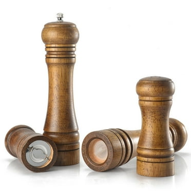 Bueautybox 2PCS Professional Salt and Pepper Grinder Set – Premium Wooden Salt and Pepper Shakers Spice Mill Adjustable Coarseness