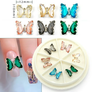 Kapmore 10PCS Nail Charm Fashion Butterfly Chain Nail Gem Nail Rhinestone  Nail Jewelry