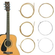 Bueautybox 6Pcs Acoustic Guitar Strings Replacement Folk Guitar Steel String Phosphor Bronze Extra Light Bronze Acoustic Set