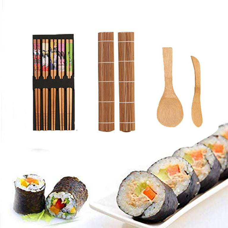 Sushi Making Kit, 10pcs Sushi Maker, Fun Sushi Rice Roll DIY Tool Set for Beginners, Easy to Clean Premium Plastic Plates Moulds Chopsticks Spatula