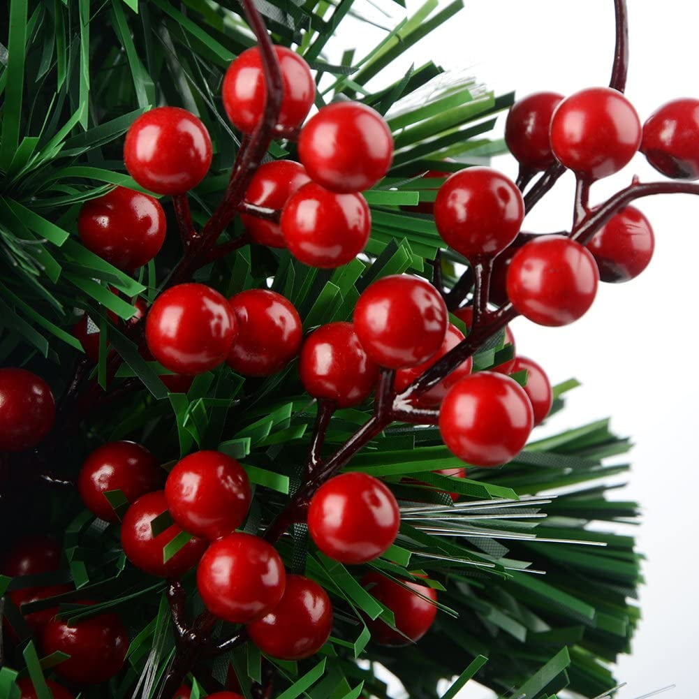 Lyrow 288 Pcs Christmas Artificial Holly Berry Stems with 60 Pcs Holly  Leaves Red Holly Berries Picks Fake Berry Branches for Christmas Tree DIY