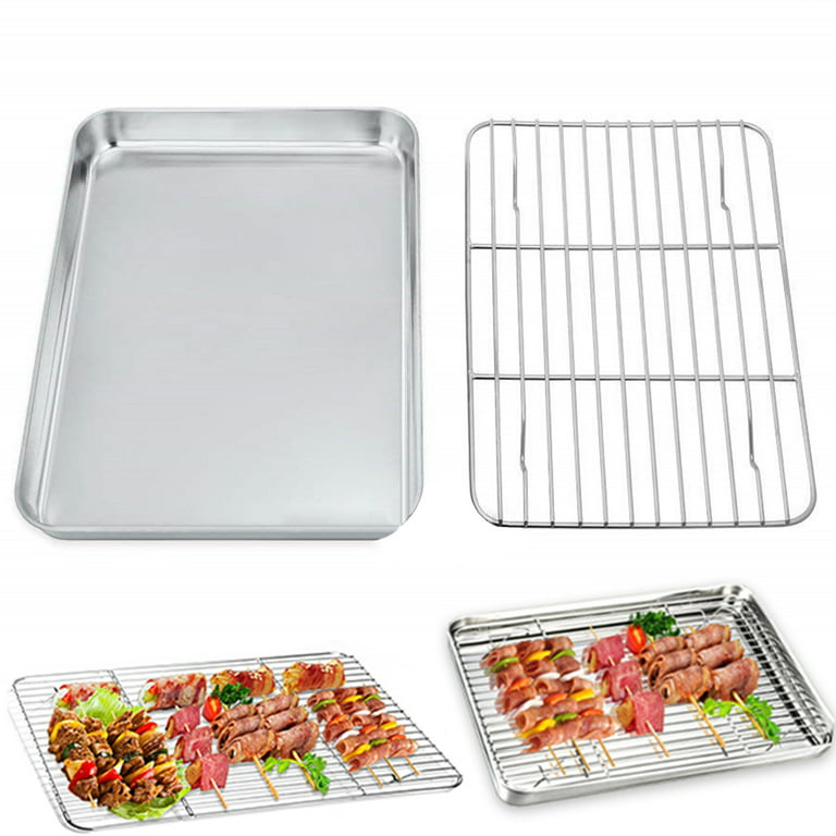 Bueautybox Baking Sheet and Cooking Rack Set, Stainless Steel Cookie Half  Sheet Pan with Grill Rack 