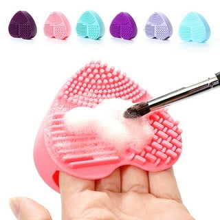 Brush Cleaning Mat, Silicone Makeup Cleaning Brush Scrubber Mat Portable  Washing Tool Cosmetic Brush Cleaner with Suction Cup for Valentines Day  Green