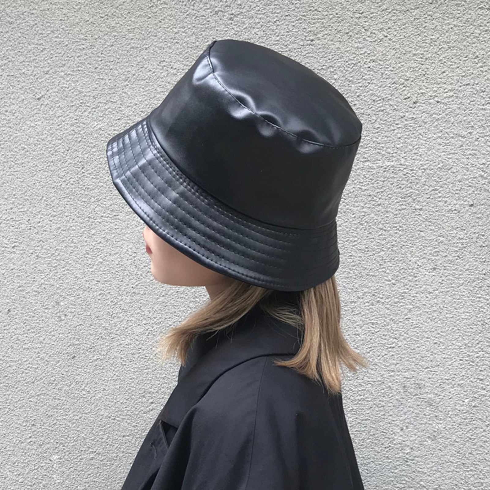 Bueautybox Bucket Hats for Women Trendy Faux Leather Sun Fishing