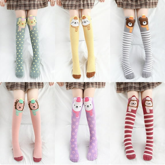 Bueautybox Cartoon AnimaKid Girl Lion Fox Monkey High Over The Knee Stockings Cotton Long Socks Cotton over Calf Knee High Socks