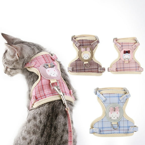 Bueautybox Cat Harness and Leash - Ultra Light Escape Proof Kitten Collar Cat Walking Jacket
