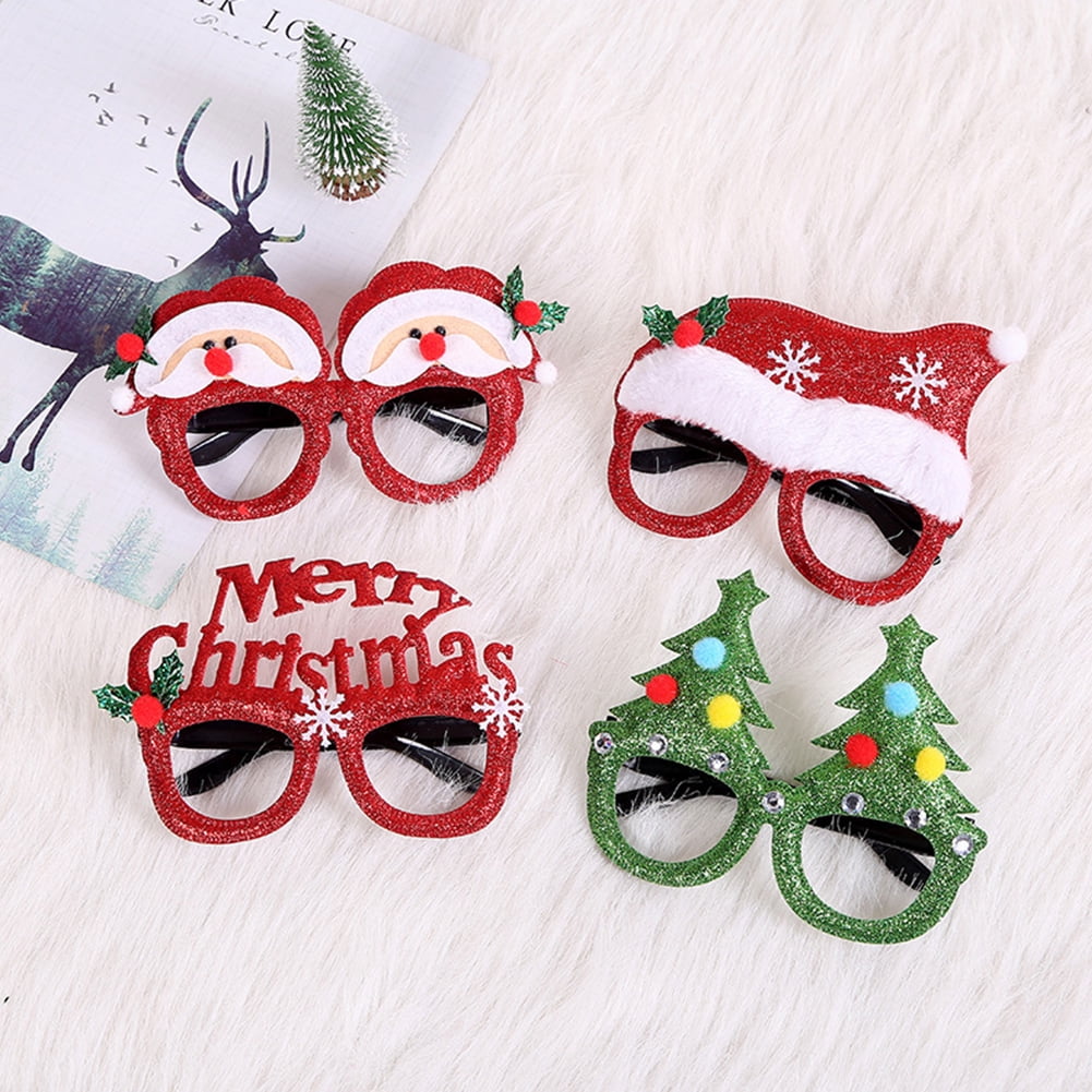 Bueautybox Christmas Glasses Frame Glitter Xmas Party Eyeglasses