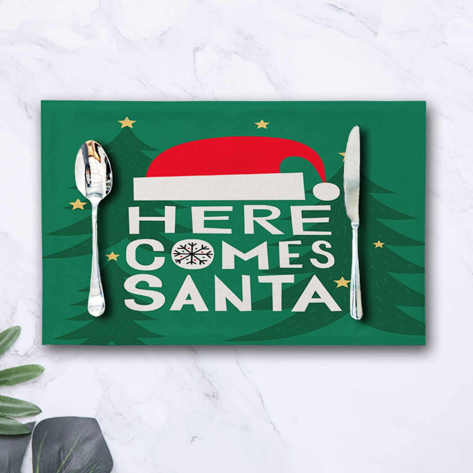 Bueautybox Christmas Placemats, Cotton Linen Christmas Placemats for