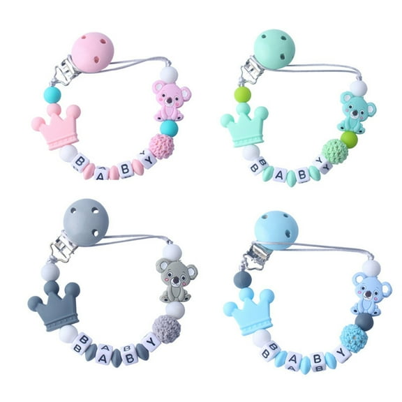 Bueautybox Cute Koala Letter Beads Silicone Teether Bracelet Teething Soother Pacifier Clip