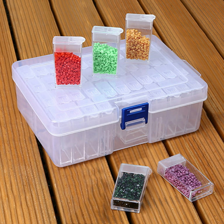 56 Grids Colored Diamond Painting Storage Containers Diamond Art Beads Organizer Box with 112pcs Stickers