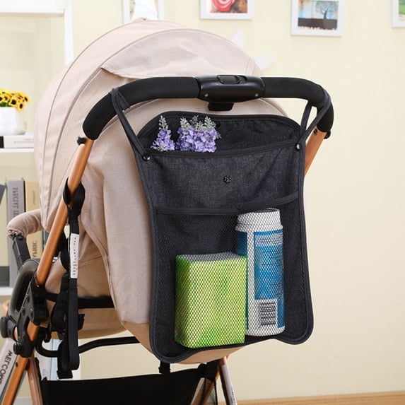 Bueautybox Kid Stroller Mesh Bag Stroller Storage Organizer Travel Hanging Bag Adjustable,Pram Accessories, Stroller Mesh Bag