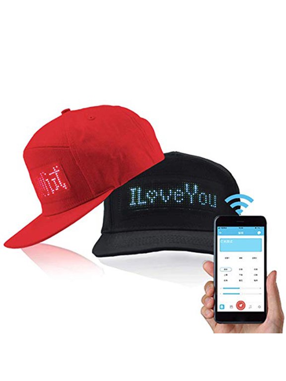 LED Display Hat Customizable Led Cap Mobile Phone Control Text Scrolling LED Baseball,Pattern Editable,Music Equalizer