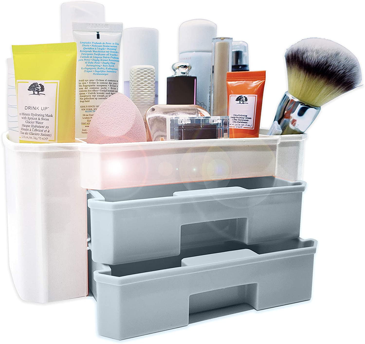 CHANCETSUI Makeup Organizer with Drawers, Countertop Organizer for Vanity, Bathroom and Bedroom Desk Cosmetics Display Case for Brushes, Lotions, Perfumes