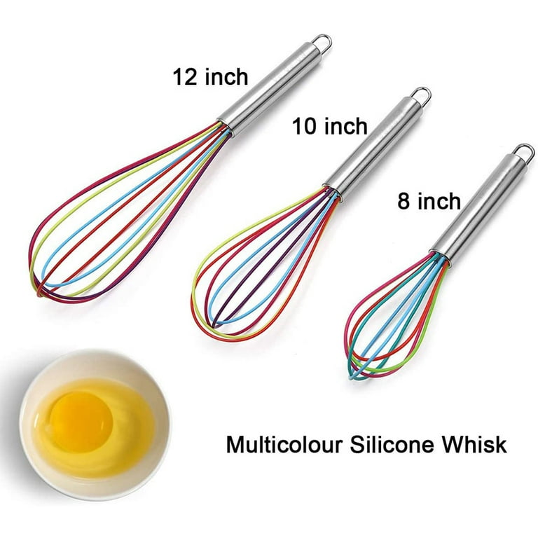 Silicone Whisk Set of 3 - Silicone Whisks for Cooking Non-Scratch
