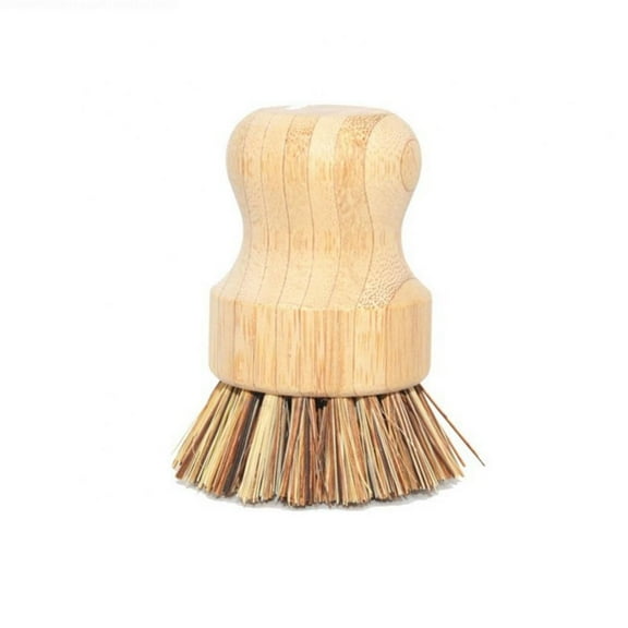 Bueautybox Natural Bamboo Cleaning Scrub Brush ,Coconut Bristles for Cast Iron Skillet Pots Pans Kitchen Cleaning Tool