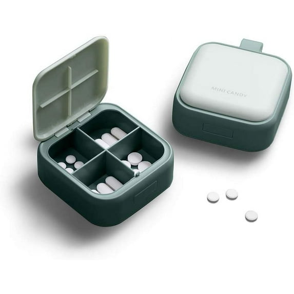 Bueautybox Pill Case Travel Pills Case Organizer Container Holder Portable Mini Leak Proof Storage Pill Box Dispenser with 4 Compartments for Vitamin Medicines