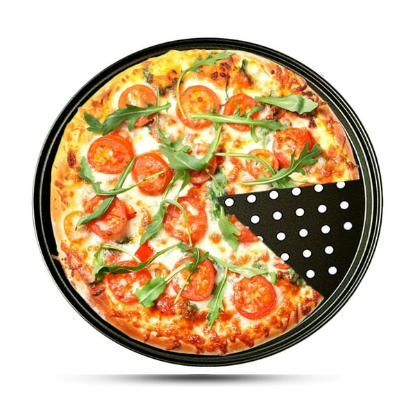 Bueautybox Pizza Thick Pan, Cheese Aluminum Steel Baking Plates Tray Bakeware with Holes Perforated Round Scratch Resistant, for Home Kitchen