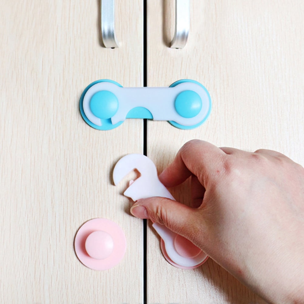 Child Safety Cupboard Locks With Insurance Button And Spare Adhesive 