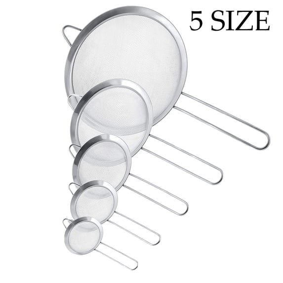 Bueautybox Premium Fine Mesh Strainers - Stainless Steel Kitchen Fine Sieves Strainers with Long Handles -for Baking and Cooking, Flour, Quinoa,Tea, Juice, Hot Pot, and So on
