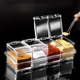 thumbnail image 1 of Bueautybox Seasoning Box, Seasoning Rack Spice Pots, Storage Container Condiment Jars, 3/4 Grid Clear Acrylic Cruet with Cover and Spoon Transparent, 1 of 7