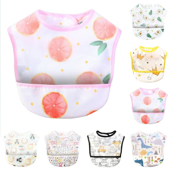 Bueautybox Short Sleeve Bib Baby & Toddler Waterproof Apron Smock with Pocket and Crumb Catcher |Washable Stain and Odor Resistant Apron | 6-30 Months