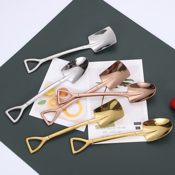 Bueautybox Stainless Steel Mini Ice Cream Dessert Spoons Shovels Pudding Yogurt Spoons for Family or Party