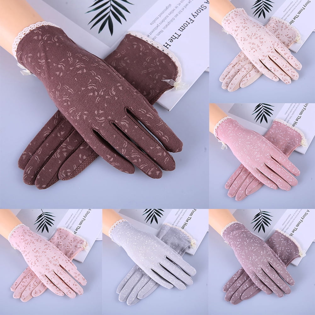 Bueautybox Sun Protective Gloves UV Protective Gloves Touchscreen Gloves  for Summer Driving Riding Floral Women Breathable Anti Skid Sun Protection