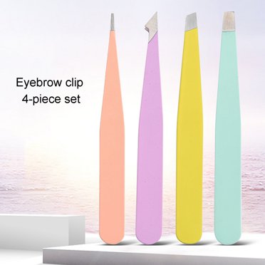 Essensories 4-in-1 Stainless Steel Tweezer Set – Slant, Point, Flat & Angled Tips – Precision Eyebrow Tool Kit