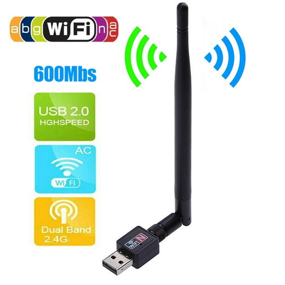 Bueautybox USB Wifi Adapter 600Mbps USB 2.0 Wifi AC Wireless Network Adapter with Dual Band 2.4GHz High Gain Antenna for for Windows 98/ME/2000/XP/Vista/Windows 7/8/10, for MAC OS X, for Linux