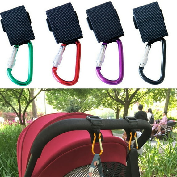 Bueautybox Universal Alloy Pram Hooks Diaper Shopping Bag Clip Carabiner Stroller Hooks Clip Pram Pushchair Grocery or Shopping and Plastic Bags Holder