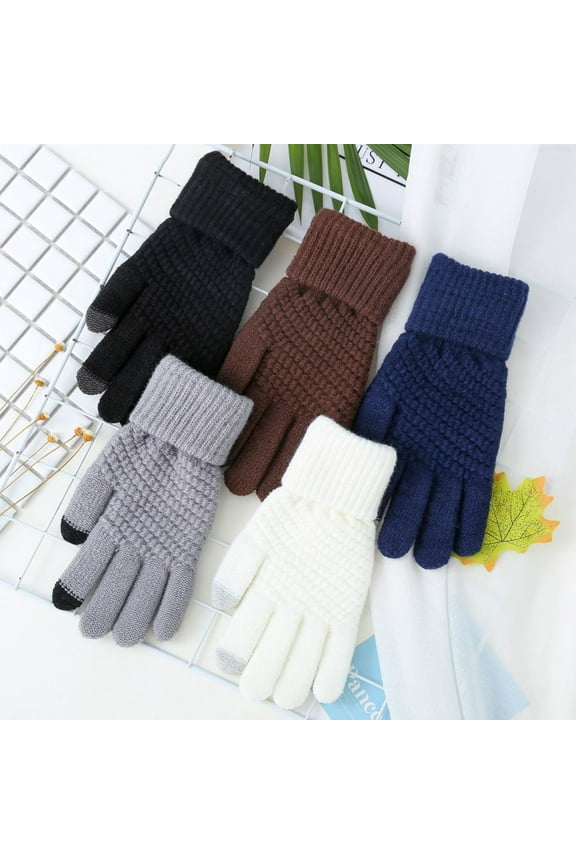 Winter Gloves for Men and Women Upgraded Anti Slip Silicone Gel Elastic Cuff Thermal Soft Wool Lining Knit Stretchy Material