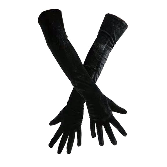 Bueautybox Women Long Velvet Gloves Opera Length Costume Evening Banquet Vintage Women Full Finger Stretchy Long Evening Party Velvet Gloves Arm Warmers