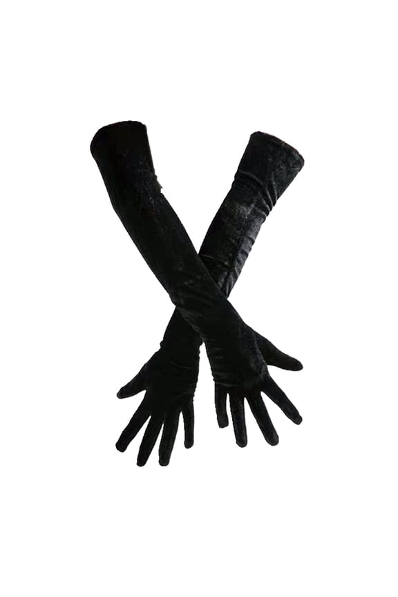 Women Long Velvet Gloves Opera Length Costume Evening Banquet Vintage Women Full Finger Stretchy Long Evening Party Velvet Gloves Arm Warmers