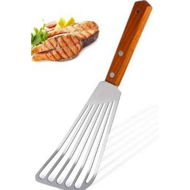 Bueautybox Wooden Handle Fish Spatula 锛?Stainless Steel Nonstick Slotted Serving Turner锛?Kitchen Steak Metal Cookie Flipper for Frying锛?Flipping锛?Turning锛?Scooping锛?Grilling